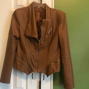 Cognac vegan leather jacket